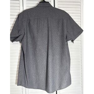 Marc Anthony Mens XL Slim Fit Stretch Short Sleeve Button Down Shirt Gray Print
